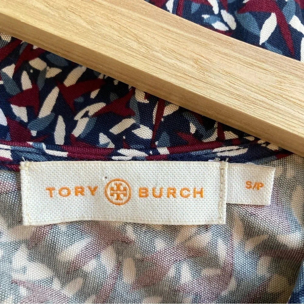Tory Burch Silk Interlock Twist Dress in Red Confetti Print, Size S